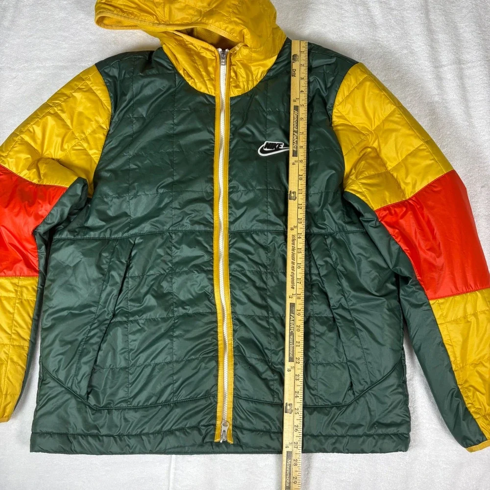 Nike Hooded Puffer Ski Jacket Mens Large‎ Color Block Green Yellow Red Full Zip - Picture 6 of 15